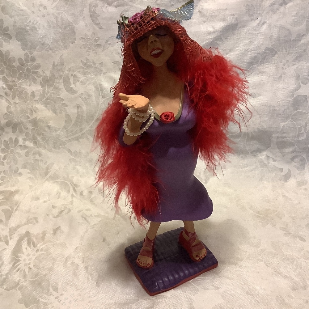 Ceramic painted figurine lady in purple “Liz” a “Oh You” doll
